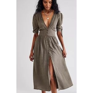 Free People Love Of My Life Midi Dress - Size X Small - Color: Wild Truffle
